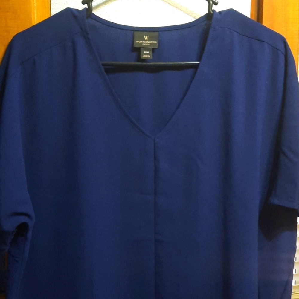 New. Never worn.  Womens Navy Petite Medium Blouse